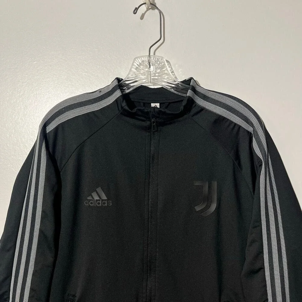 Adidas Juventus‎ Mens Track Jacket Black Gray Full Zip Soccer FI4884 Size M